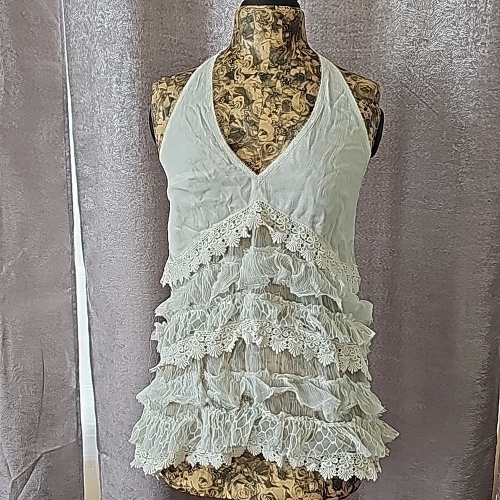 NWOT Free People Strappy Tattered Ruffle Tunic Top Size XSmall - Picture 2 of 6